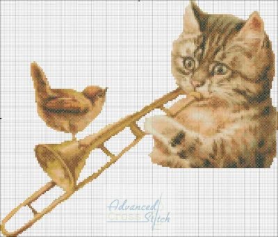 Cat Playing Trumbone