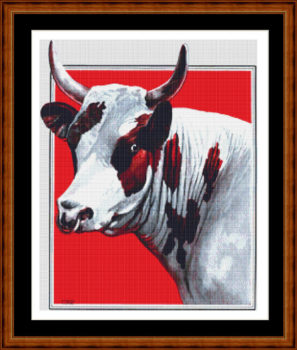 Red Holstein Bull Cross Stitch