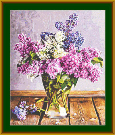 Lilac in Glass Vase Cross Stitch Chart