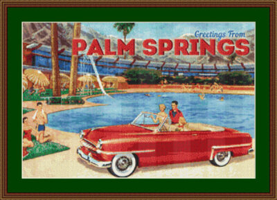 Palm Springs Cross Stitch Postcard